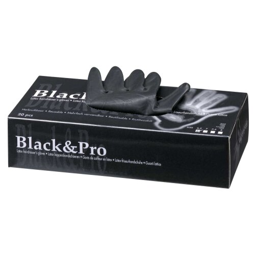 Black&Pro Latexhandschuhe puderfrei schwarz mittel 20er Box