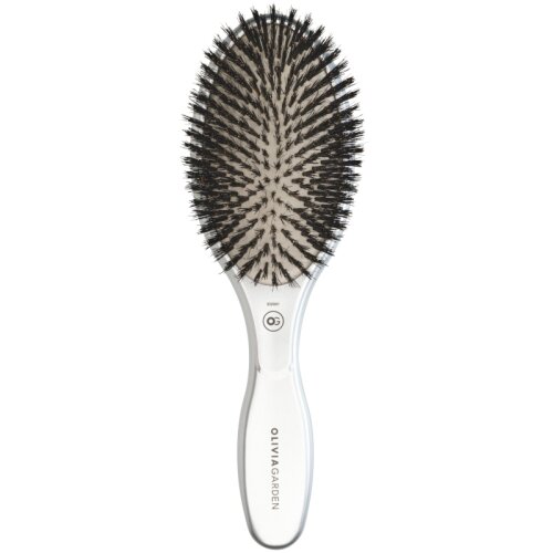 Olivia Garden Expert Care Oval Wildschweinborsten Silber
