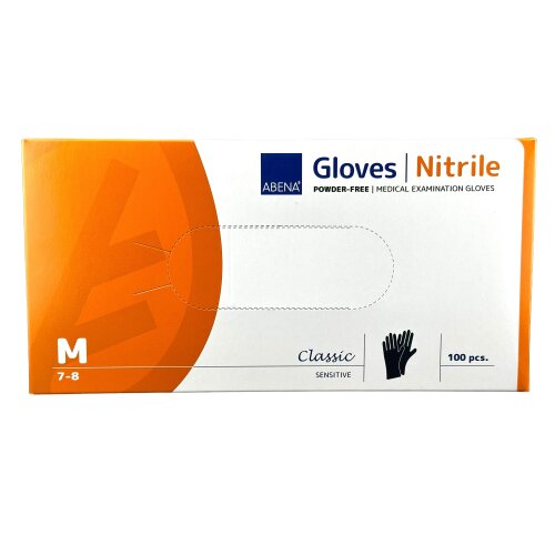 Abena Black Nitrilhandschuhe, Puderfrei schwarz M - 100 Stk.