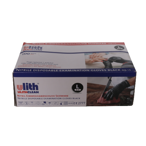 Ulith Nitril-Handschuhe ungepudert, Größe L, Box à 100 Stück, schwarz