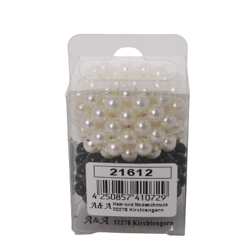 A&A Perlen Zopfring 4cm sschwarz & weiss 2er