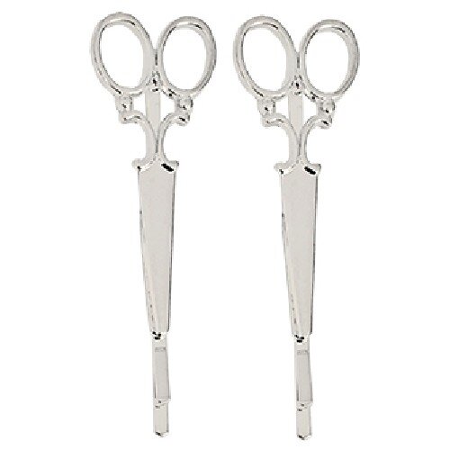 A&A Haarklemmen Schere silber 2er Pack   Metall-Look
