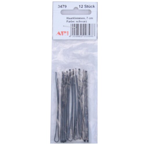 Haarklemmen 12er schwarz 70 mm