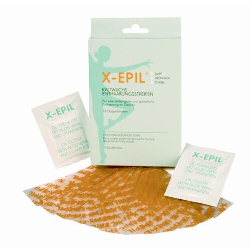 X-Epil Kaltwachsstreifen schmal f.d. Gesicht 12 Stück