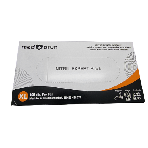 Nitril-Einweghandschuhe MEDBRUN   XL     100er Box schwarz